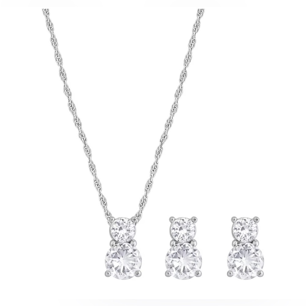Authentic Swarovski Solitaire Necklace and Earrings Set, Never Worn